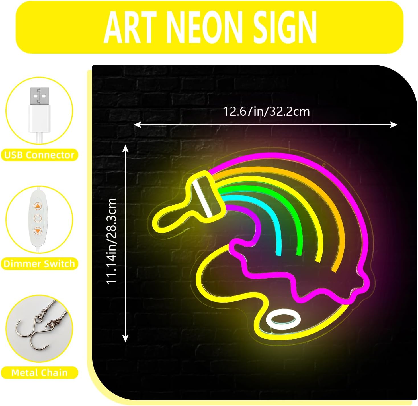 Art Neon Sign Dimmable Classroom Neon Light for Wall Decor Paint Light Up Sign for Classroom Colorful LED Light Sign Wall Decor Back to School Gifts for Teacher Students - Image 2