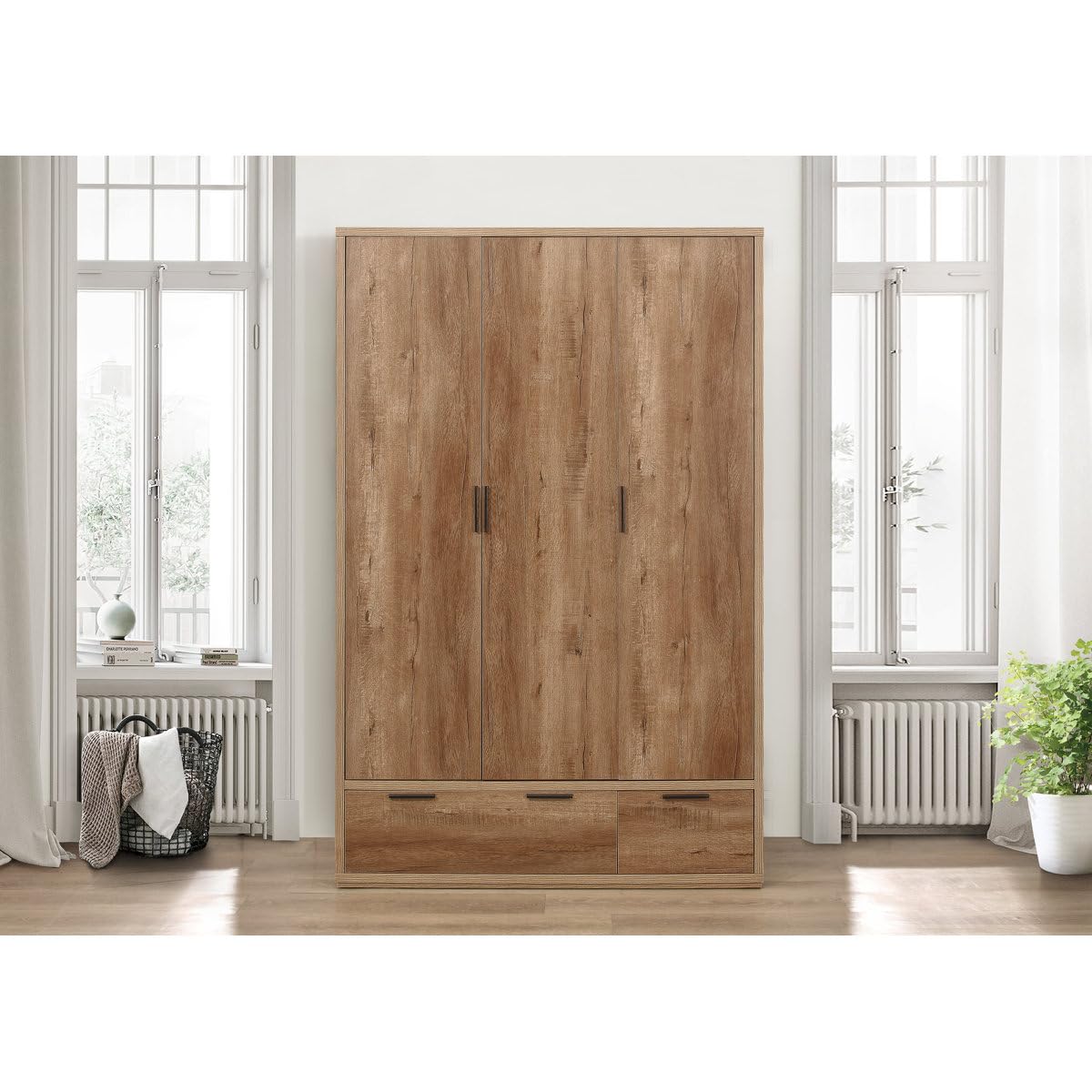 Ozone Engineering Wood Wardrobe with Modern Wood-Grain Armoire | Integrated Storage, Engineering Wood, Modern Design, Armoire Style-image-8