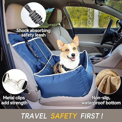 Miniatura 3 de Asiento de automóvil para perros pequeños, asientos de automóvil impermeables para perros pequeños/medianos, asiento para mascotas con correa de