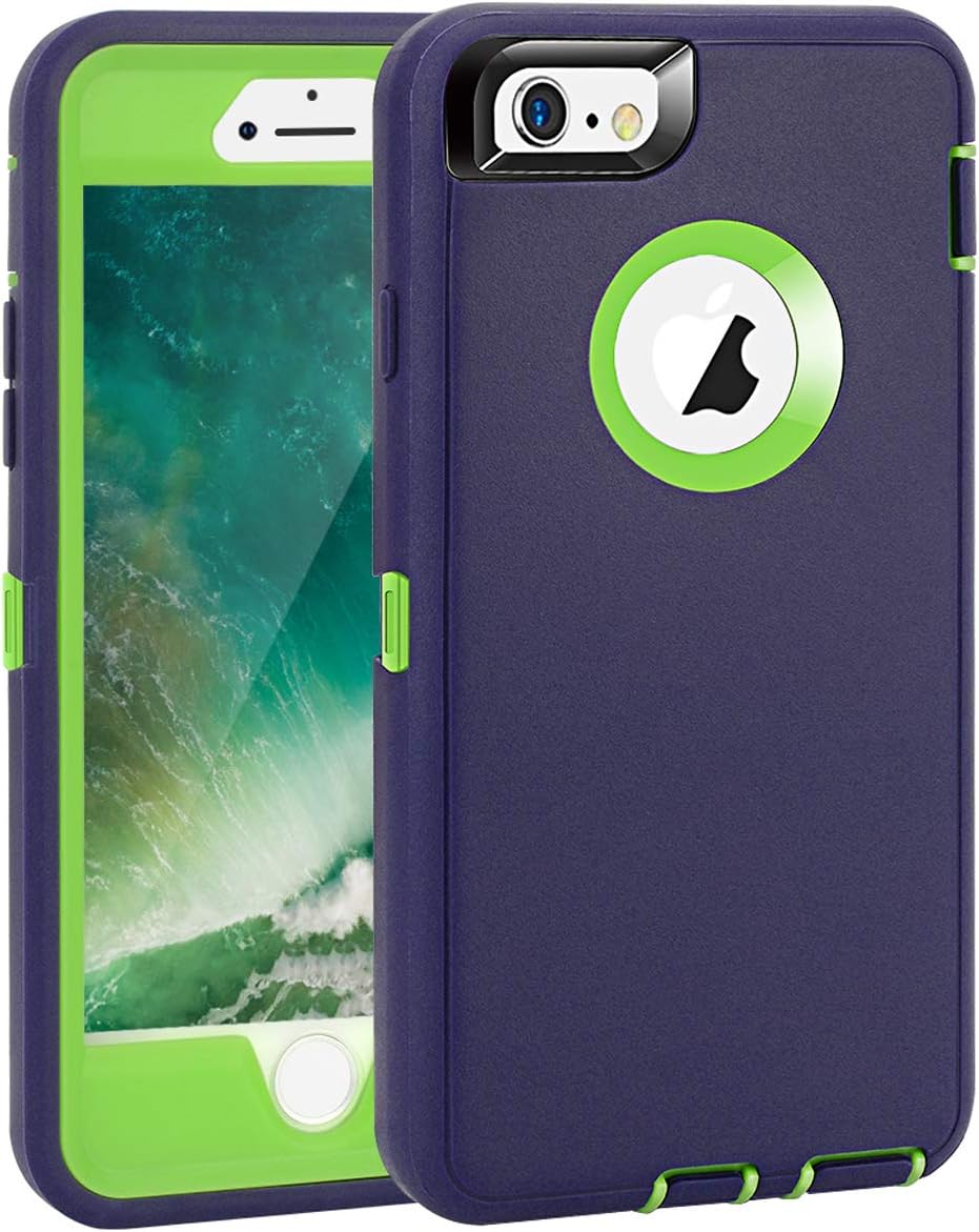 Maxcury iPhone 6 Case, iPhone 6S Case, Crosstree Heavy Duty Shockproof Series Case for iPhone 6/6S (4.7")-V2 with Built-in Screen Protector Compatible with All US Carriers (Navy&Lime)