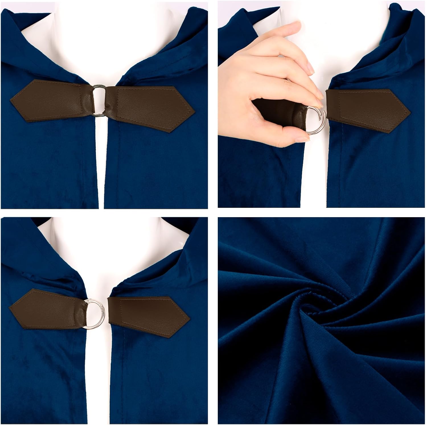 Medieval Cloak with Hood Men Renaissance Costume Accessories Halloween Cosplay Velvet Cloak Hood - Image 6