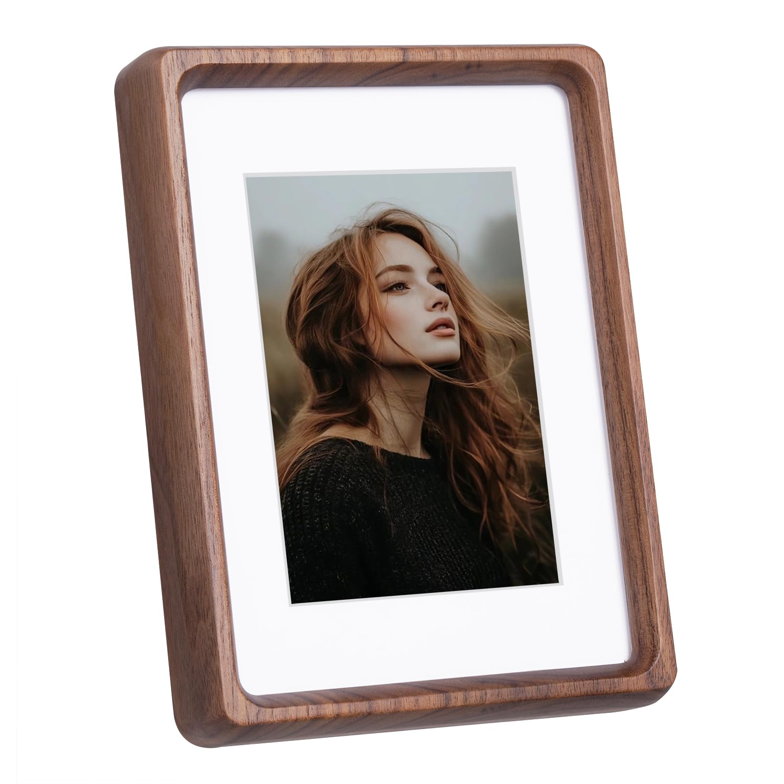 Cadre photo en bois de noyer véritable 13x18 pour décoration élégante