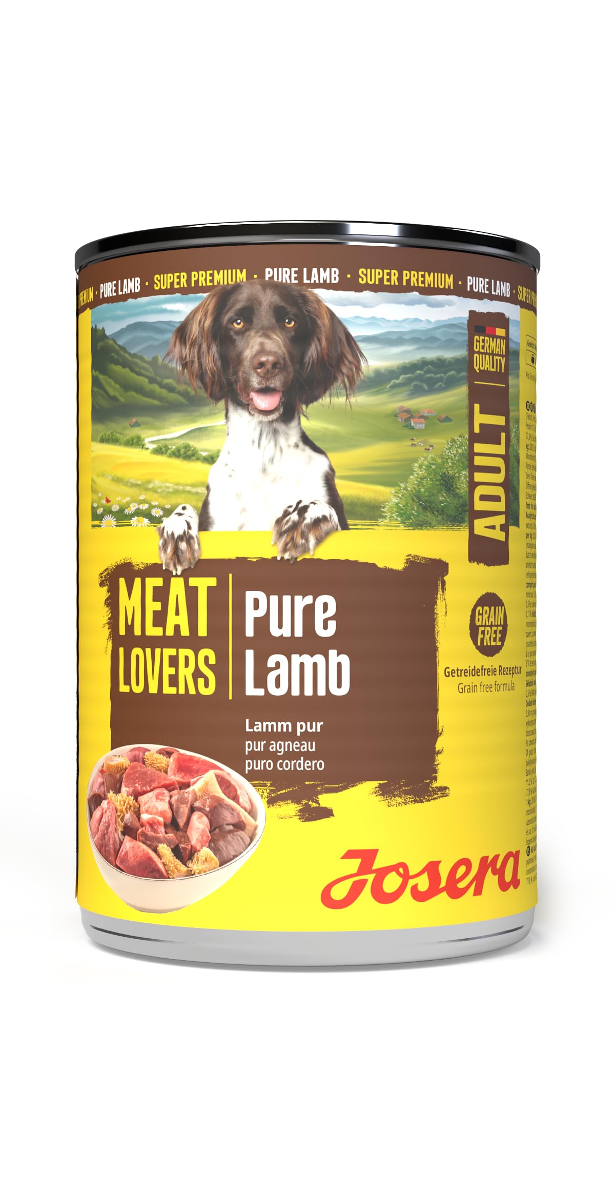 JOSERA Meat Lovers Pure Lamb (6 x 400 g) | dla dorosłych | mokra karma premium dla dorosłych psów | bardzo dużo jagnięciny (68%) | monoproteina | bez zbóż | karma dla psów mokra, 6 sztuk w opakowaniu