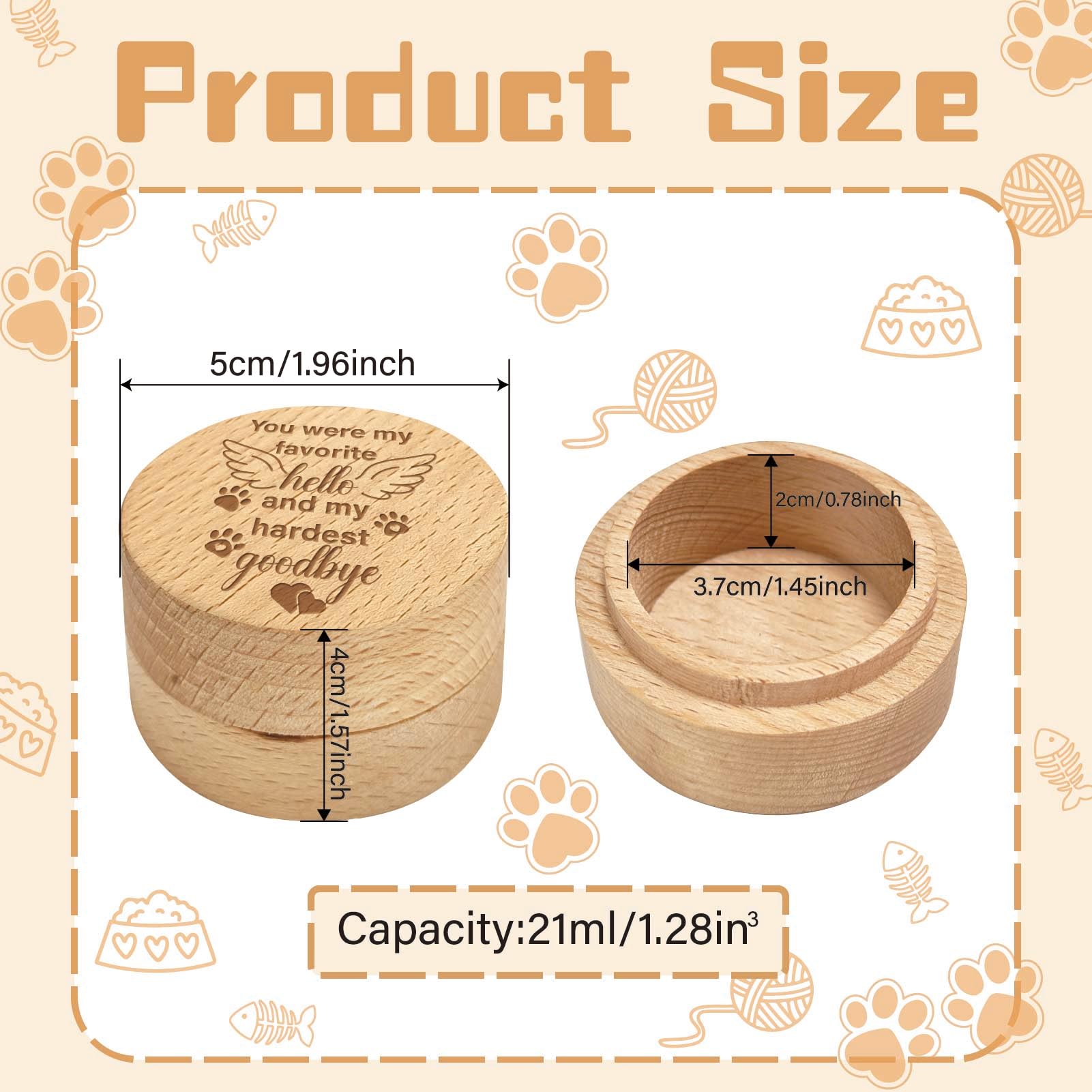 CREATCABIN Pet Hair Keepsake Box Wooden Keepsake Box with Paw Wings Engraving Ashes Hair Case Urns Container Memorial for Dog Owners Pet Lovers Animal Remembrance Sympathy Gift 1.96×1.57 inch - Image 2
