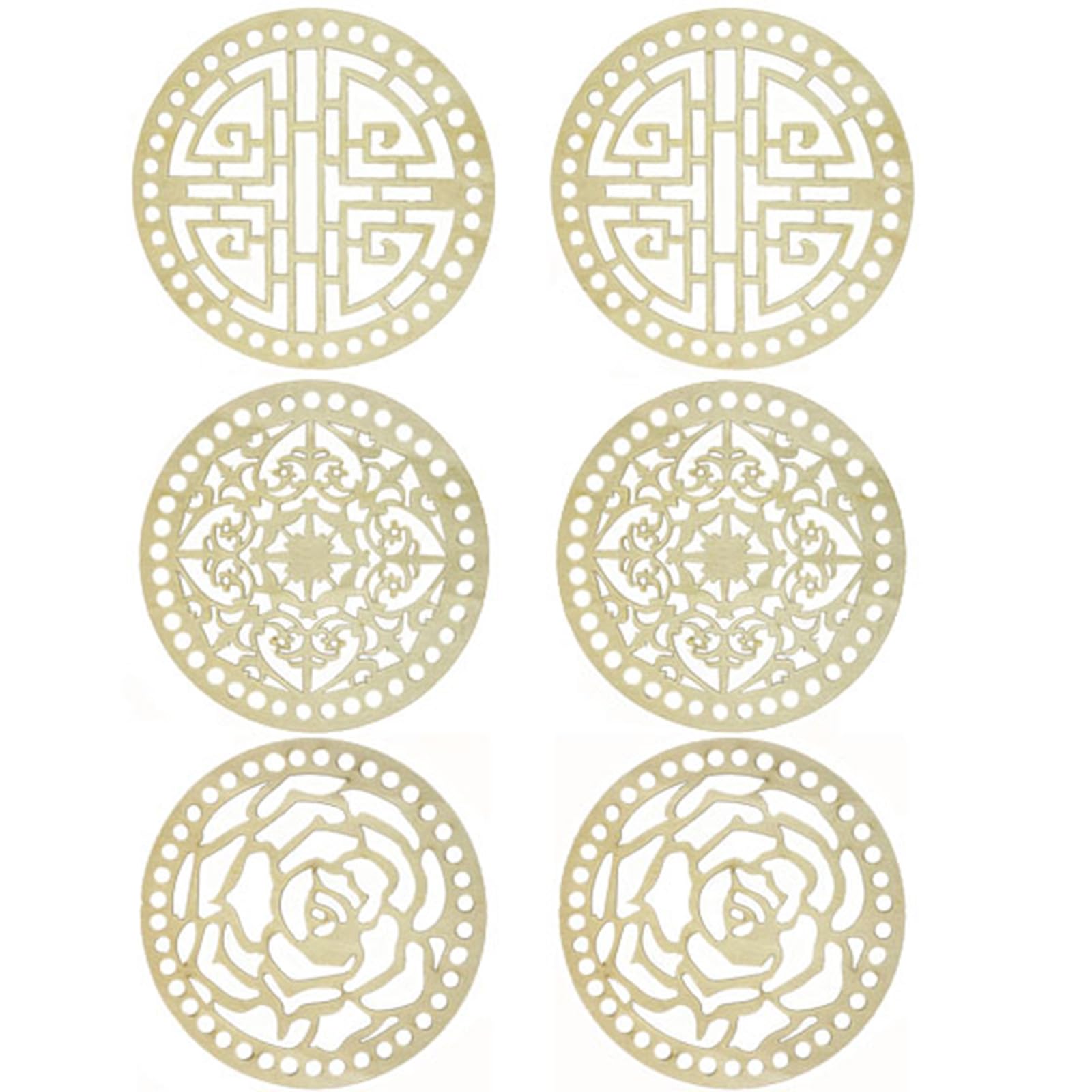 MIAO YUAN 6 PCS DIY Wooden Basket Bottom Round Shaper Knitting Crochet Wooden Bag Bottom Handbag Purse Base Shaper for Basket Weaving Supplies and Home Decoration Craft