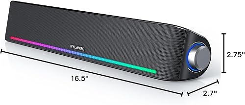 Miniatura 6 de Altavoces para computadora, barra de sonido de calidad de sonido Hi-Fi, altavoces de PC con Bluetooth 5.0 y cable de 3.5mm con 4 modos