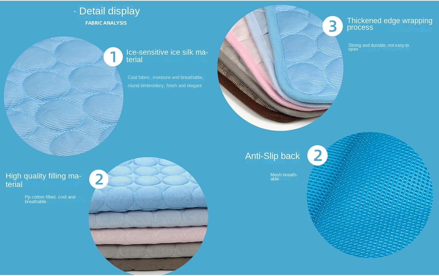 Dog Cooling Mat Summer Cat Dog Self Cooling Pad Washable Portable Pet Cooling Sleeping Bed Comfortable Ice Silk Cooling Mats for Small Medium Large Dogs Cats (GreyXXL)