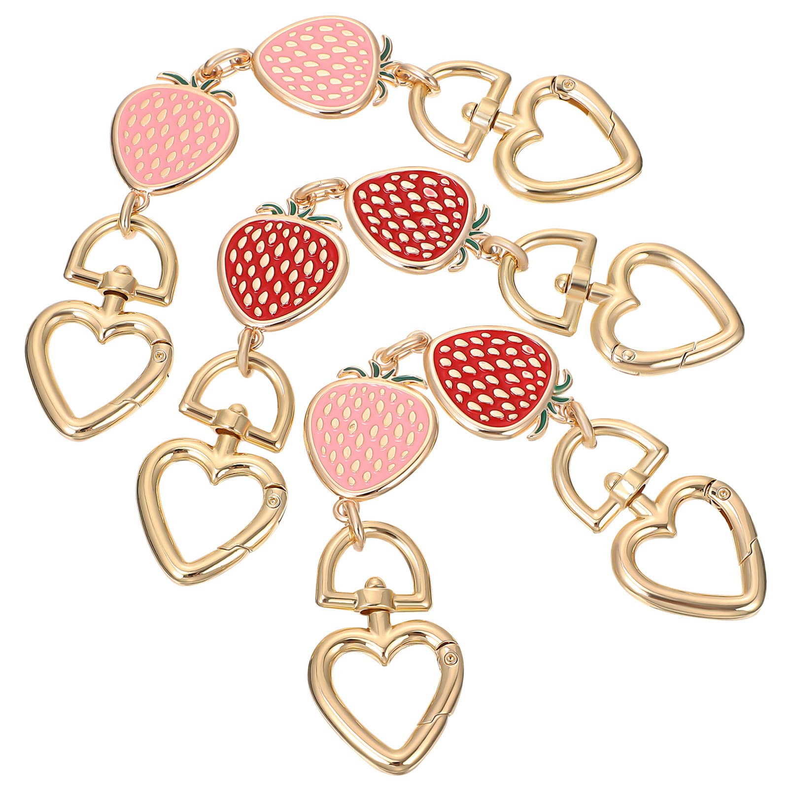 SEWACCBag Strap Extender 3Pcs Strawberry Shape Purse Strap Extender Chain Alloy Bag Strap Chains Replacement for Crossbody Bag Purse Shoulder Handbag