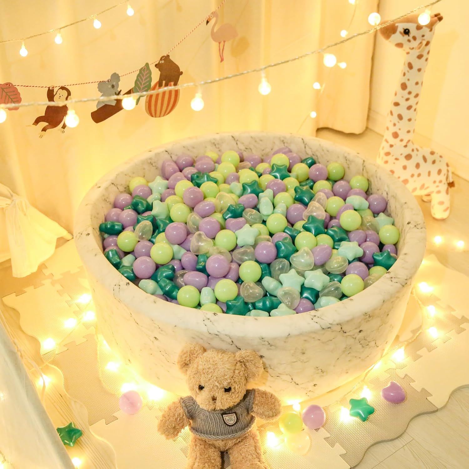 Star Ball Pit Balls for Toddlers -100pcs Ocean Balls Phthalate Free BPA Free Non-Toxic Crush Proof Play Balls Play Tent Pool Playhouse Playpen Party Indoor Outdoor(Mint Lavender)