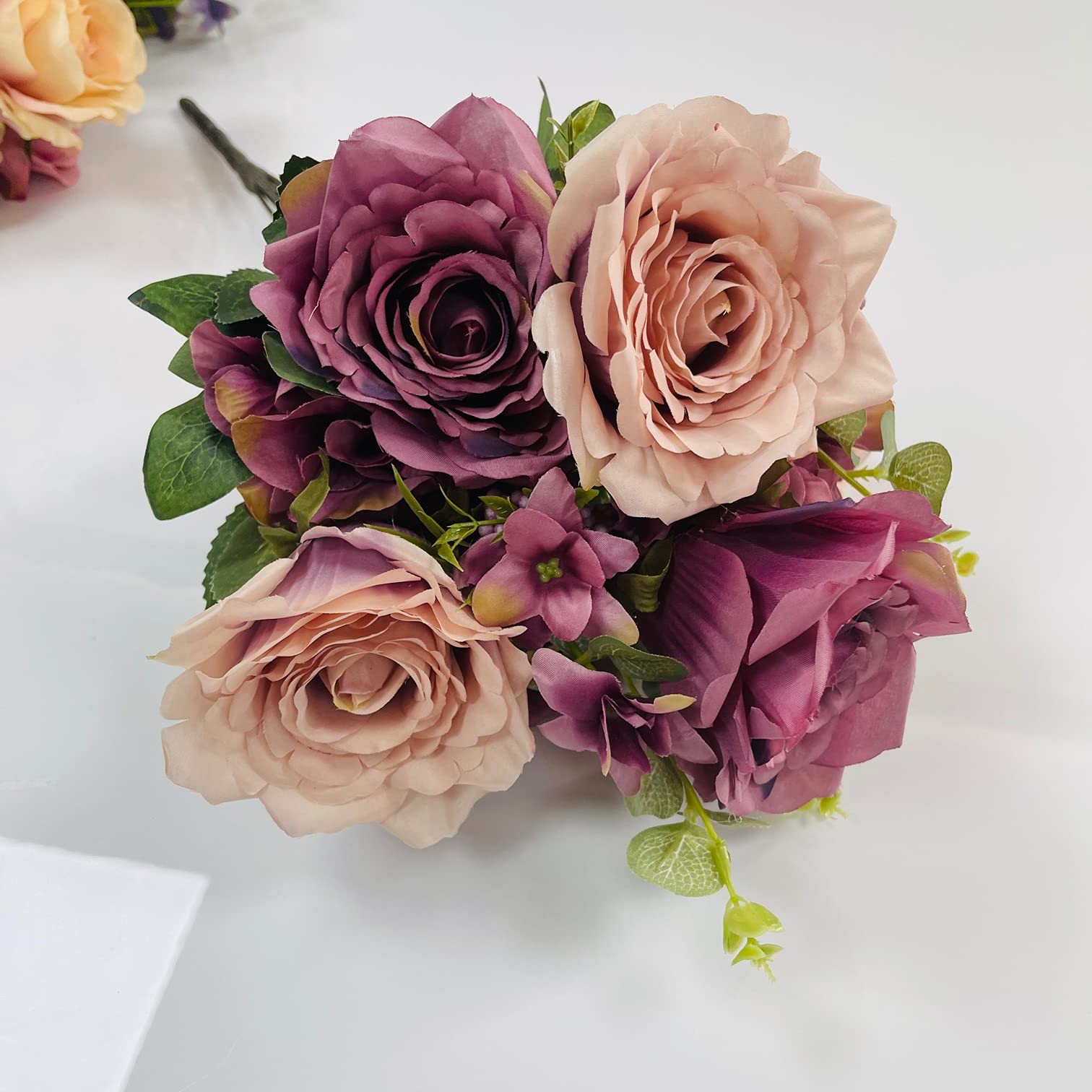 Decor Essentials Mauve/Blush Artificial Silk Rose Flower Bouquet (No.11) Wedding Centrepiece Decor Floral Bunch Backdrop ()