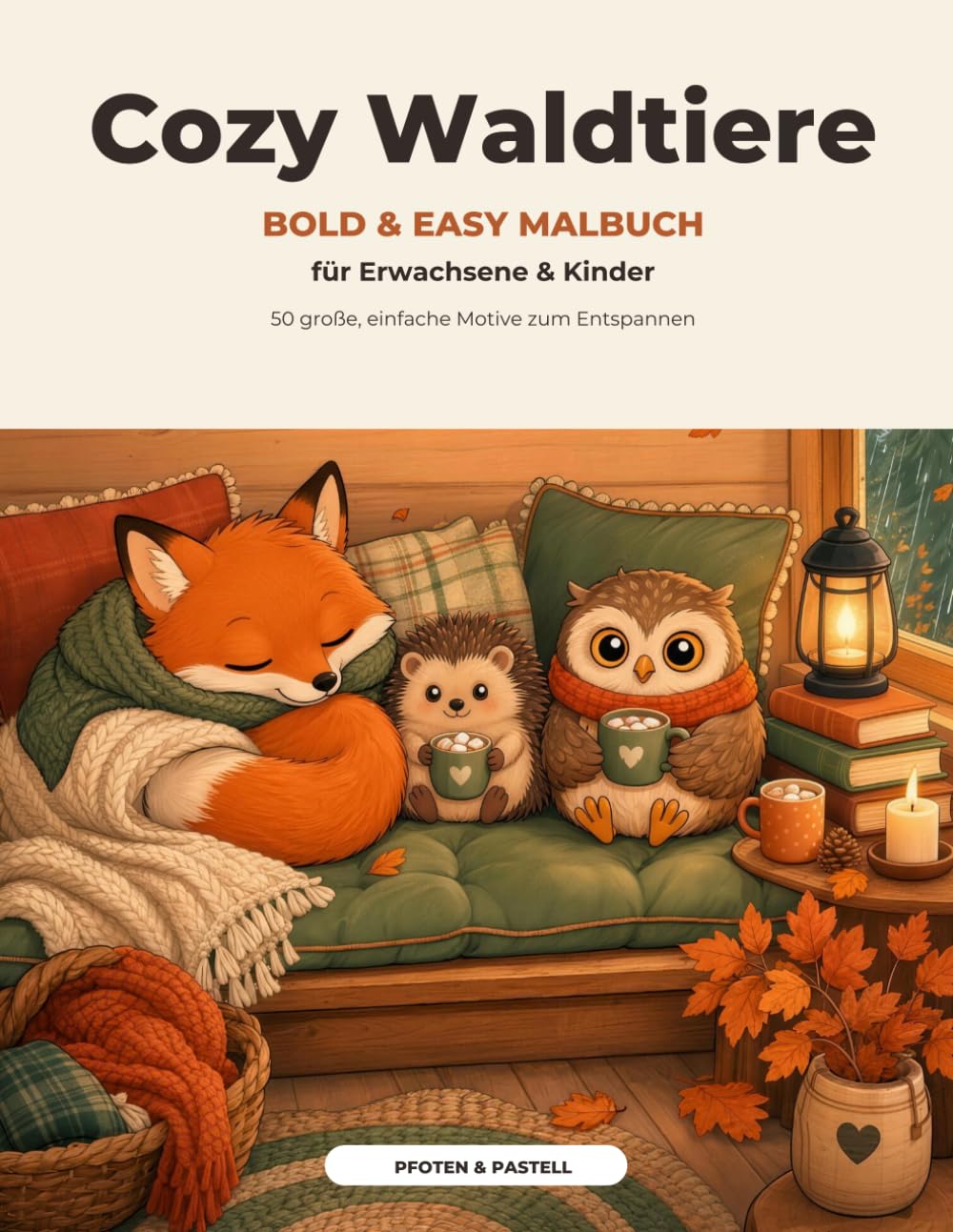 Cozy Waldtiere: Bold & Easy Malbuch für Erwachsene und Kinder: 50 große, einfache Motive mit gemütlichen Waldtieren zum Entspannen | Dicke Linien, ab 6 Jahren, auch für Senioren