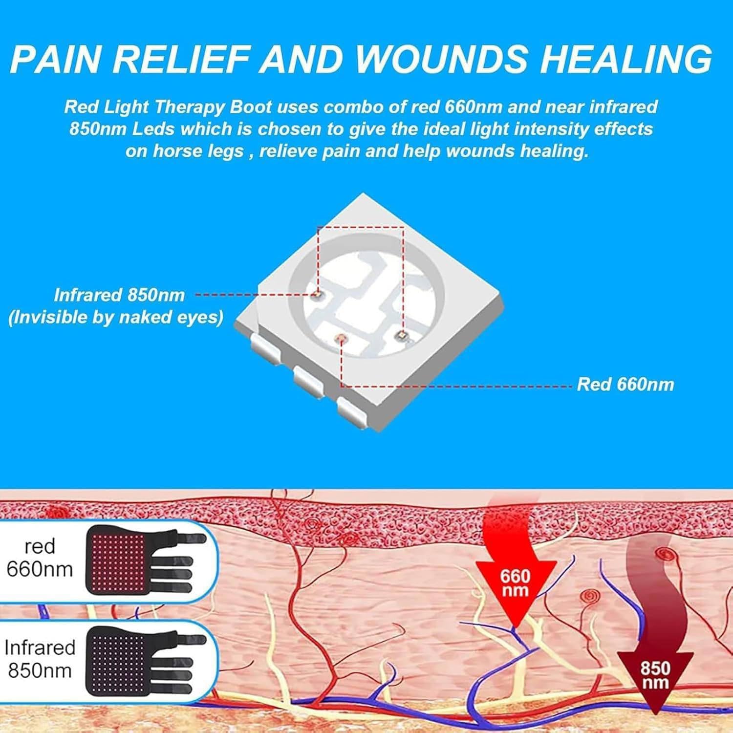 Envoltura de Terapia de luz LED inalámbrica para Caballos, Dispositivo de Terapia de luz roja LED para Cuerpo Completo de Caballos, Botas para Cascos de Terapia de luz roja portátiles Right