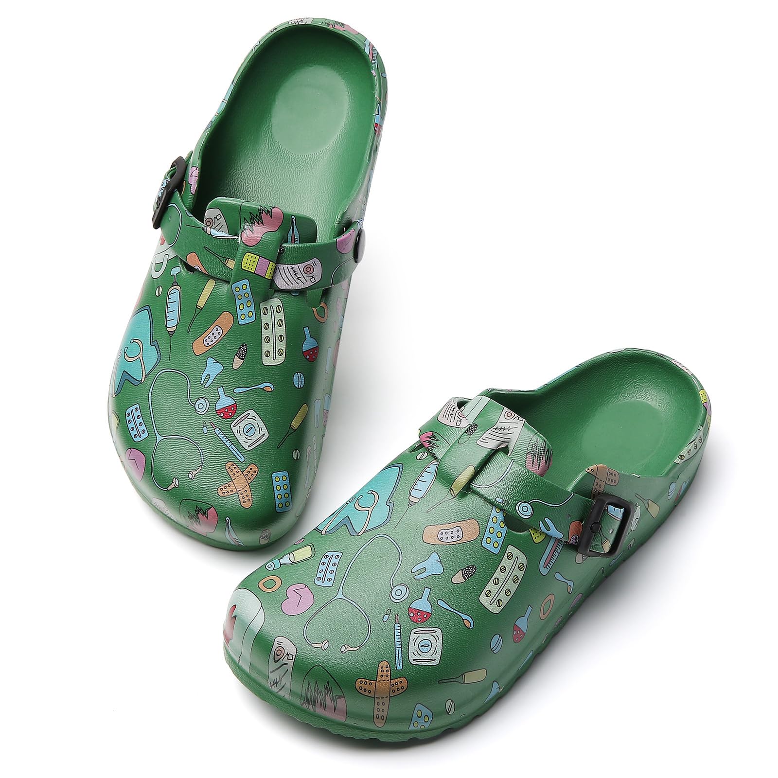 Zuecos de Enfermera con Estampado para Mujer, Zapatos Sanitarios Antideslizantes, Impermeables, Ligeros y Cómodos, Sin Cordones, Ideales para Largos Turnos de Trabajo