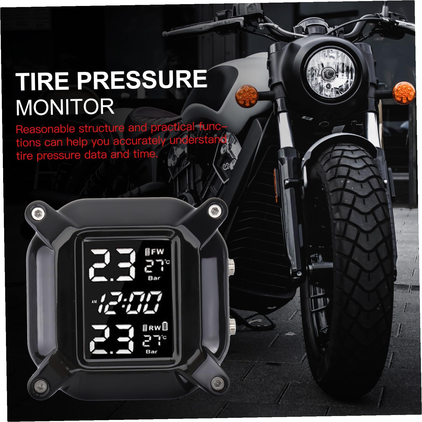 PRETYZOOM Neumáticos Alta Sensor Presión para Coche Precisión Resistente Sistema Profesional Inalámbrico Monitoreo Material Plástico