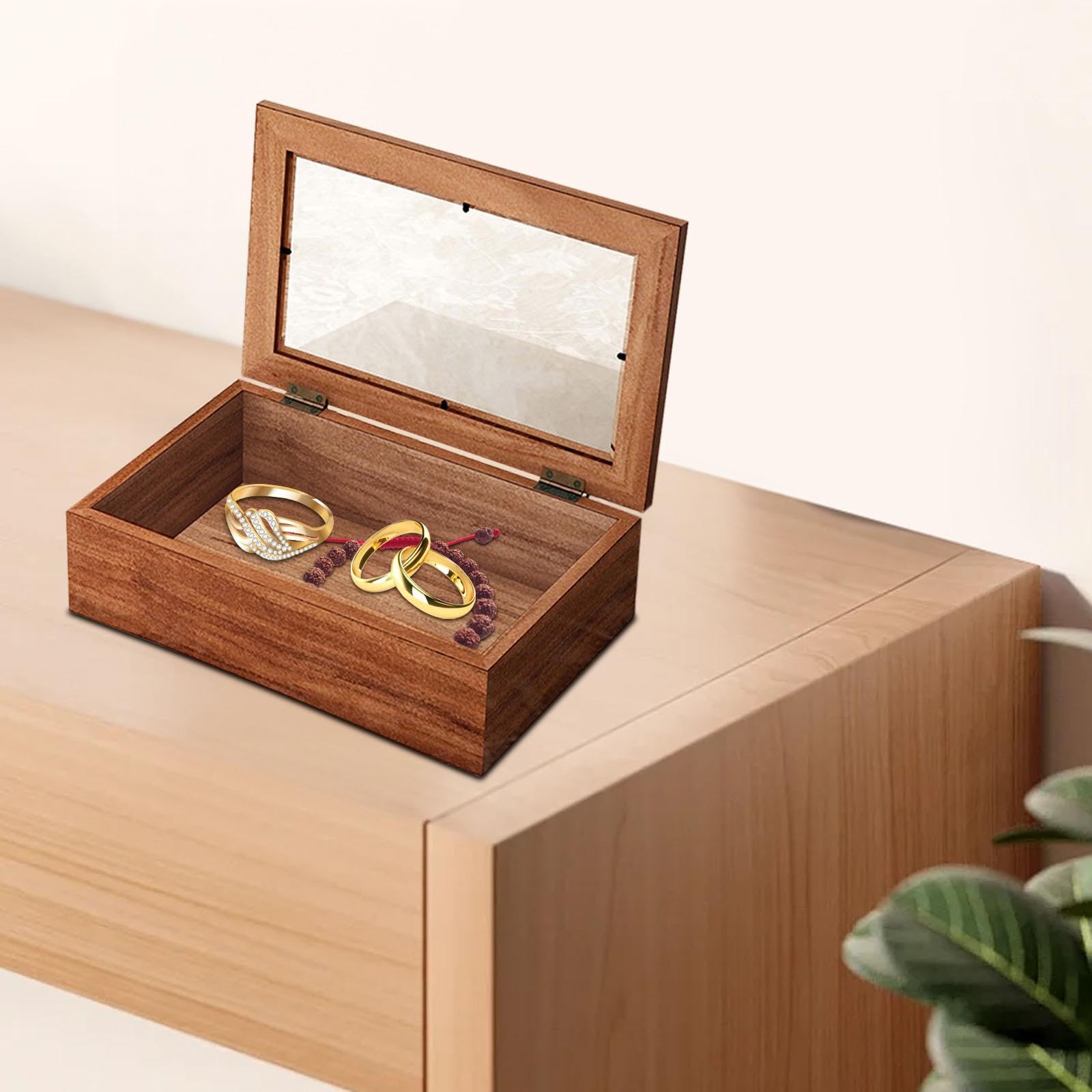 木製 レトロ ジュエリーボックス アクセサリー収納ケース 鏡付 Amazon｜DeeRace 【2025新登場】木製小物収納ボックス 木箱 透明