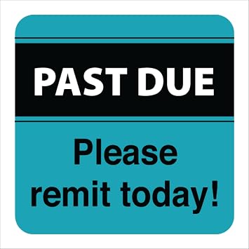 Past Due Reminder Labels for Patient Billing Statements, 1-1/2" x 1-1/2", Teal with Black and White Text, Doctor Stuff, 250 Stickers/Box for Healthcare Payment Alerts