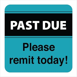 Past Due Reminder Labels for Patient Billing Statements, 1-1/2" x 1-1/2", Teal with Black and White Text, Doctor Stuff, 250 Stickers/Box for Healthcare Payment Alerts