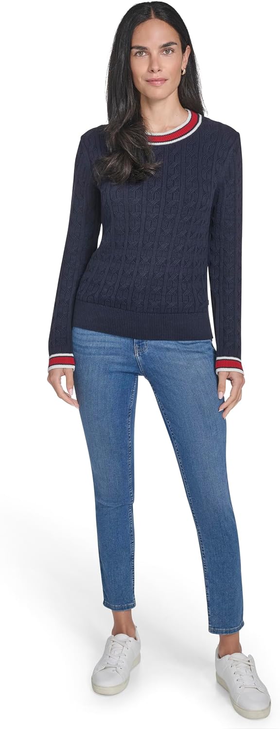 Nautica Women's Long Sleeve Cable Crewneck Sweater - Image 2
