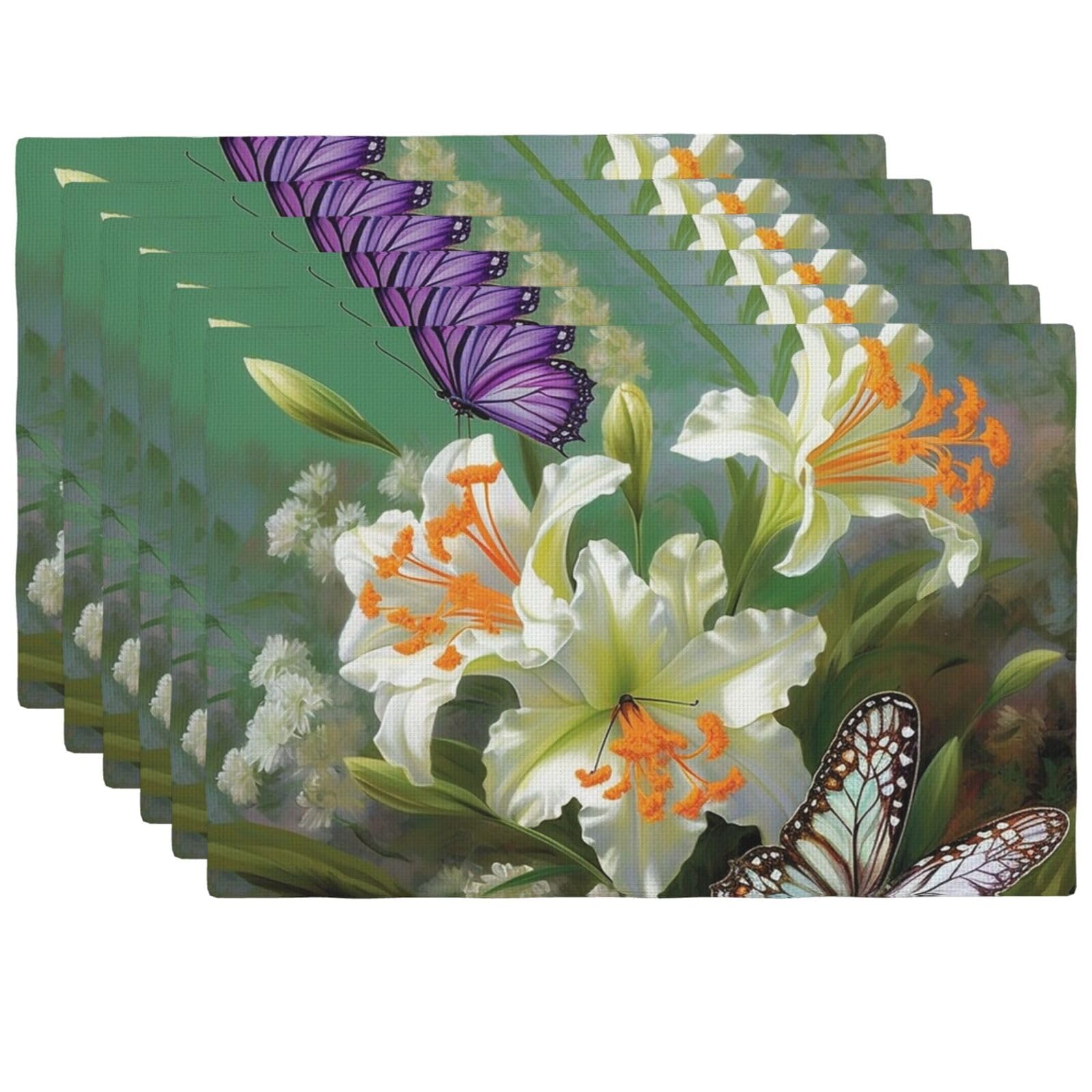 Set de table résistant à la chaleur lot de 4 lavables lys papillons