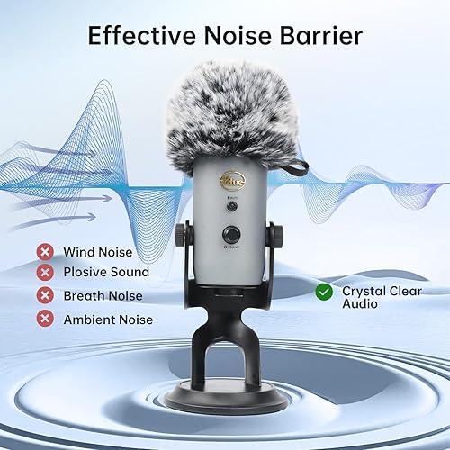 Miniatura 3 de Filtro popparabrisas para micrófonos Blue Yeti y Yeti Pro, funda de micrófono peluda para reducción de ruido ambiental y de viento