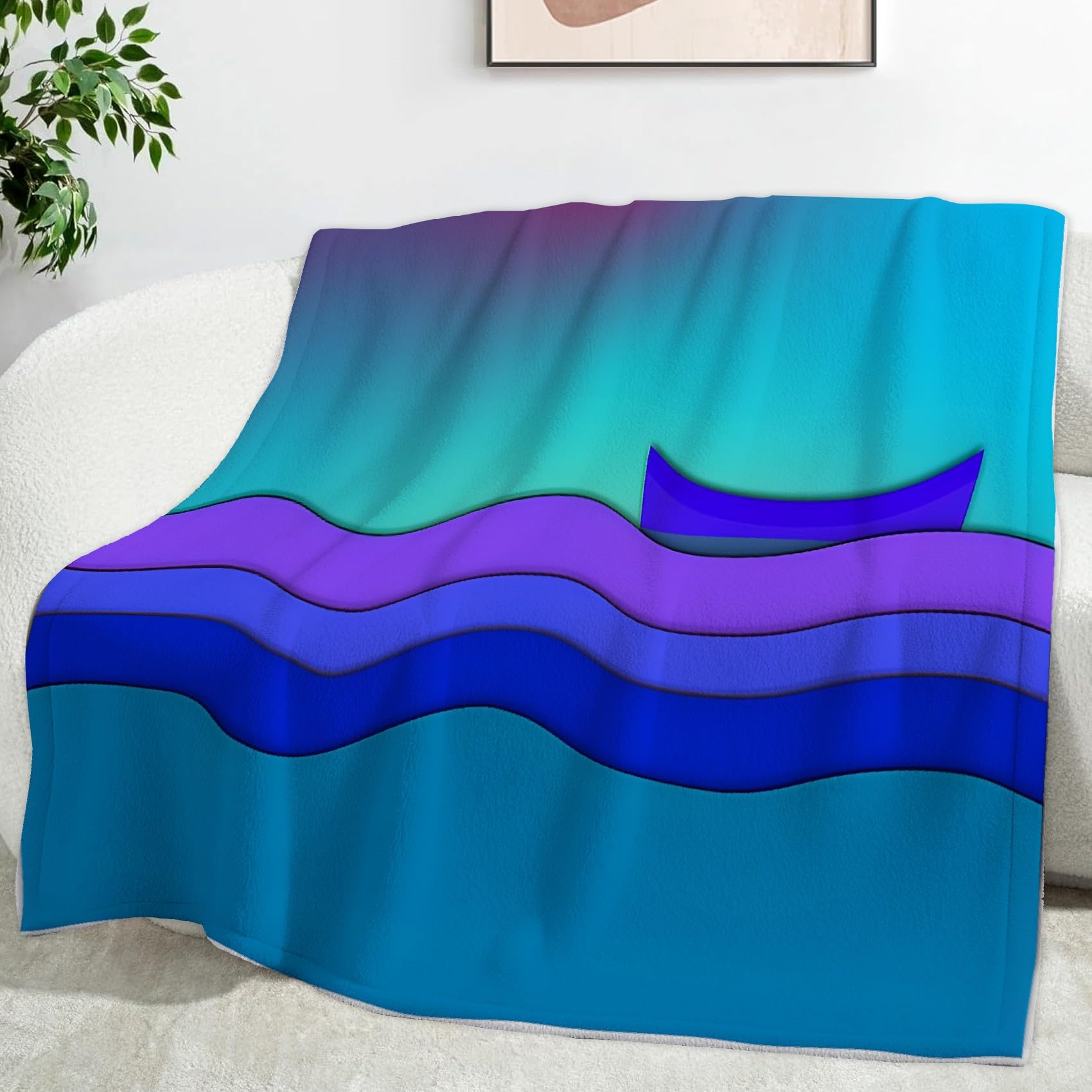 Kocyk między falami baldachimu, minimalistyczny styl papieru z mikrofibry flanelowe koce 220 × 240 cm, puszysty i termiczny, koc na kanapę, łóżko, leżaki