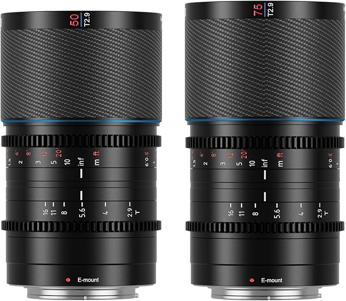 SIRUI Saturn 50mm, 75mm T2.9 1.6X Full Frame Carbon Fiber Anamorphic Lens, Cine Lens for E Mount Cameras, Less Than 500g (Neutral Flare)