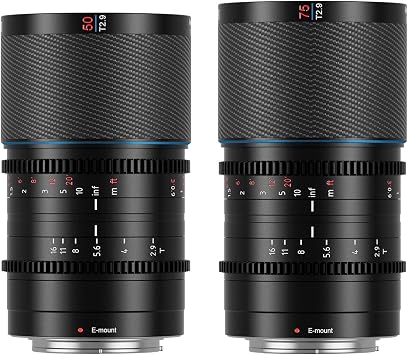 SIRUI Saturn 50mm, 75mm T2.9 1.6X Full Frame Carbon Fiber Anamorphic Lens, Cine Lens for E Mount Cameras, Less Than 500g Blue Flare