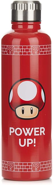 Paladone PP5807NN Super Mario Power Up Water Bottle - Spill Leak Proof Lid Design - 500 ml, Multi-coloured