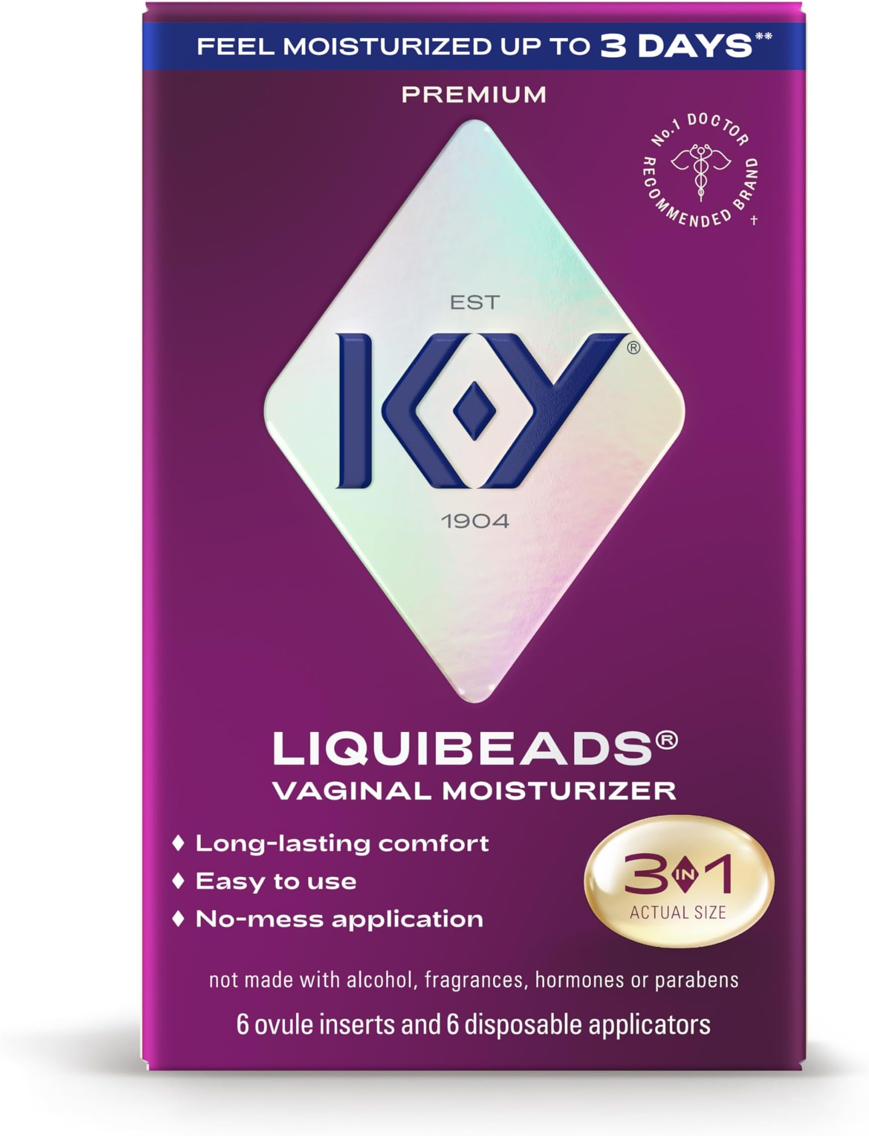 K-Y Liquibeads Vaginal Moisturizer, 6 Beads