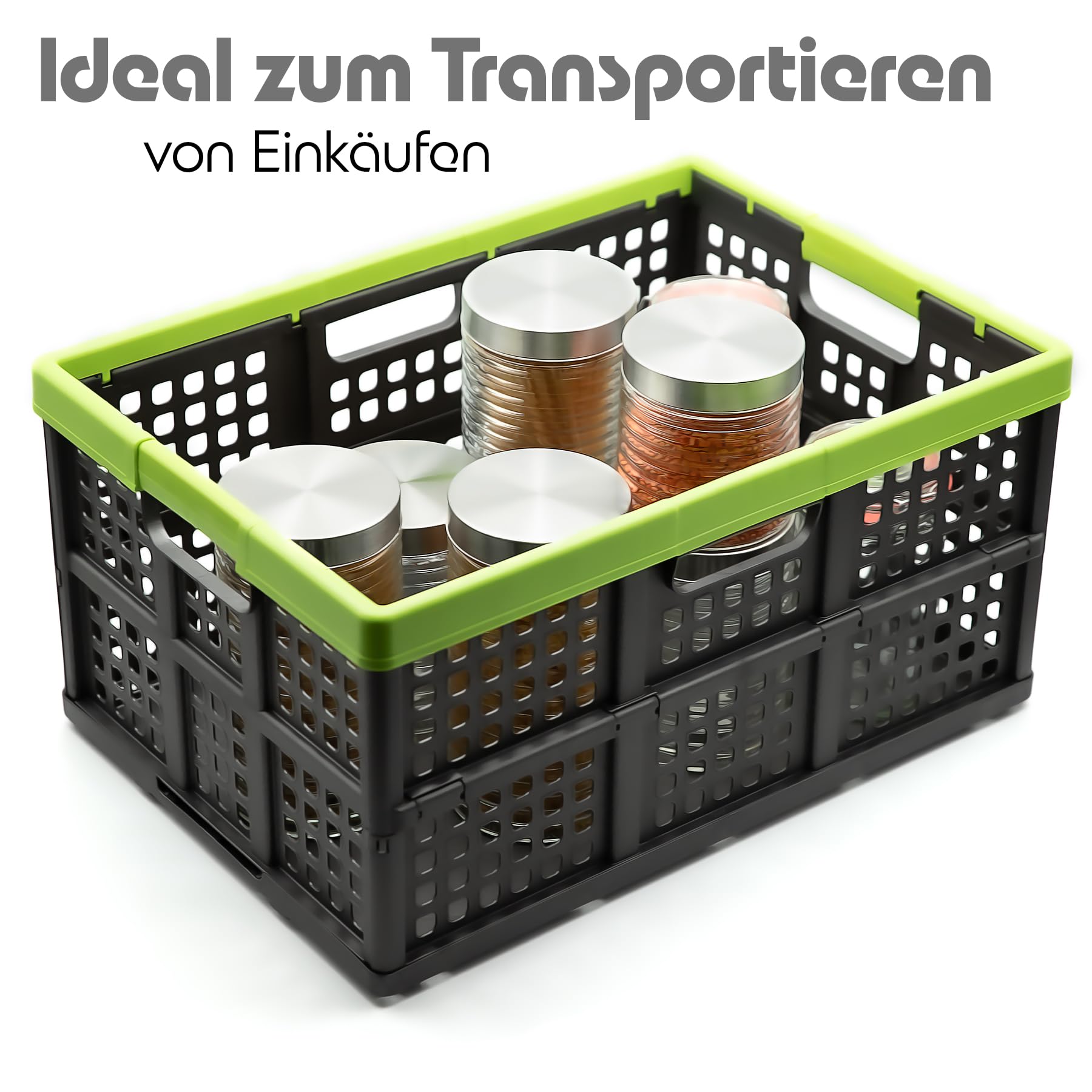 BigDean Klappbox faltbar extra groß & extrem stabil – Klappkorb ideal für Einkäufe und Transport – Einkaufskorb faltbar Made in Germany Klappbox