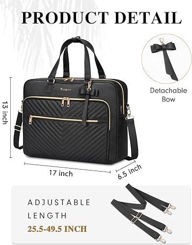 Miniatura 3 de Taygeer Bolsa para laptop de 17 pulgadas para mujer, mochila acolchada grande convertible con puerto USB, bolsas de trabajo de cuero impermeables,
