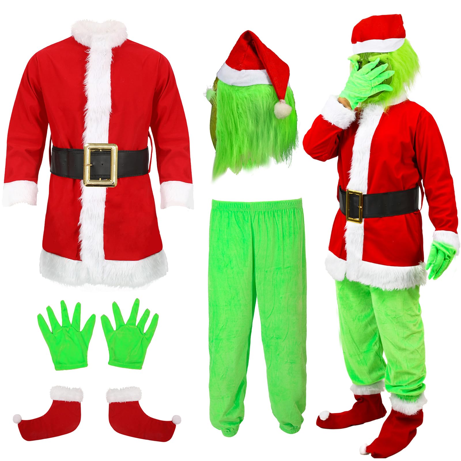 Costume Grinch Noël Bébé Garçon/fille 2 Pièces - Veste Fourrure Verte, Pantalon élastique !
