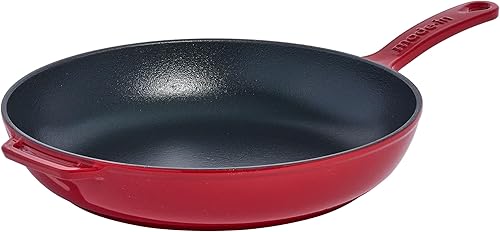 Made In Utensilios de cocina - Sartén de hierro fundido esmaltado (rojo) Francia - Compatible con inducción