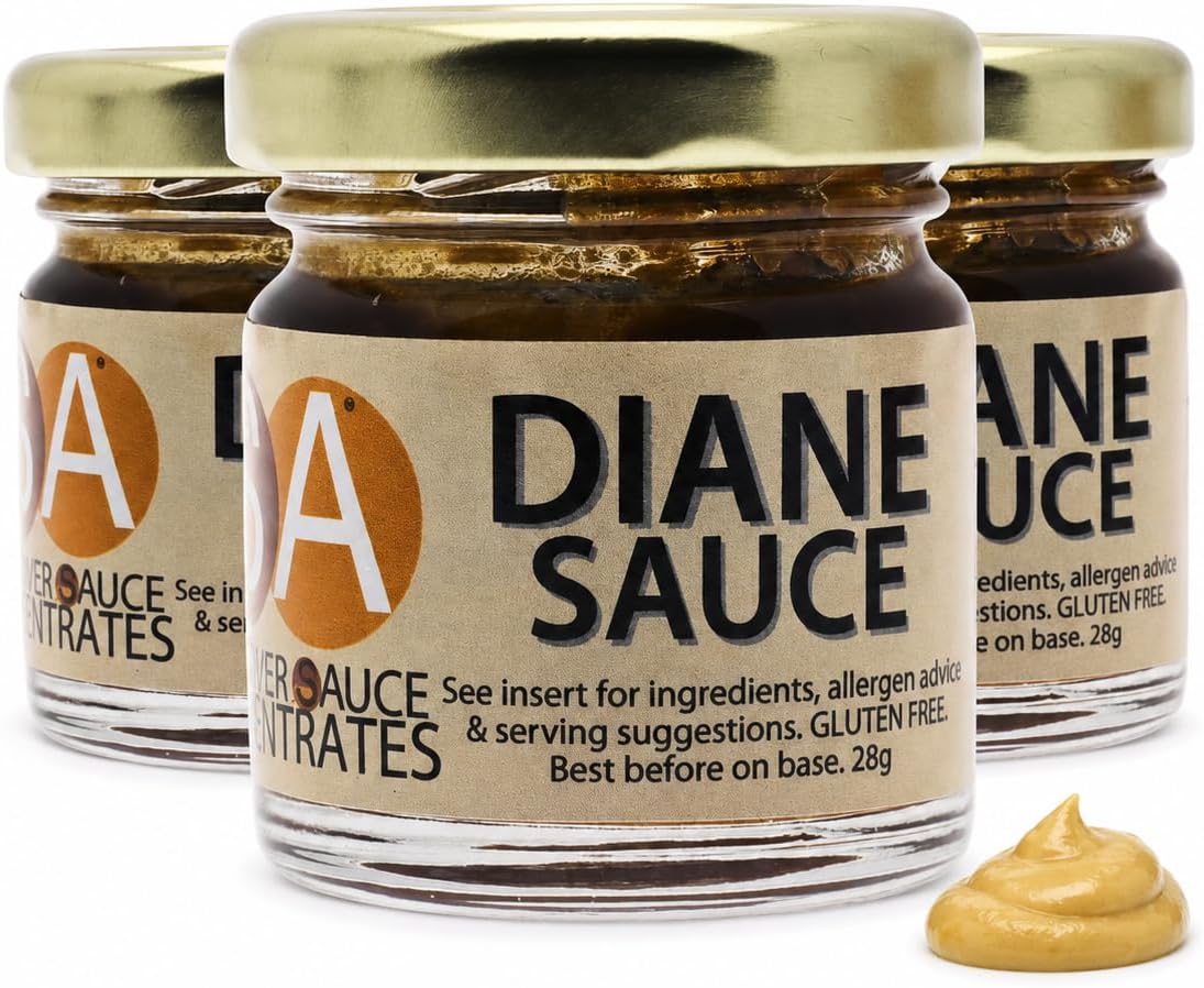 Diane Cooking Sauce with Dijon Mustard & Brandy (3 Jars x 28g) | Steak Diane Concentrate | Just Add Cream or Crème Fraîche | Marinade, Rub or Stir-Fry, Gluten-Free by SA Sauces