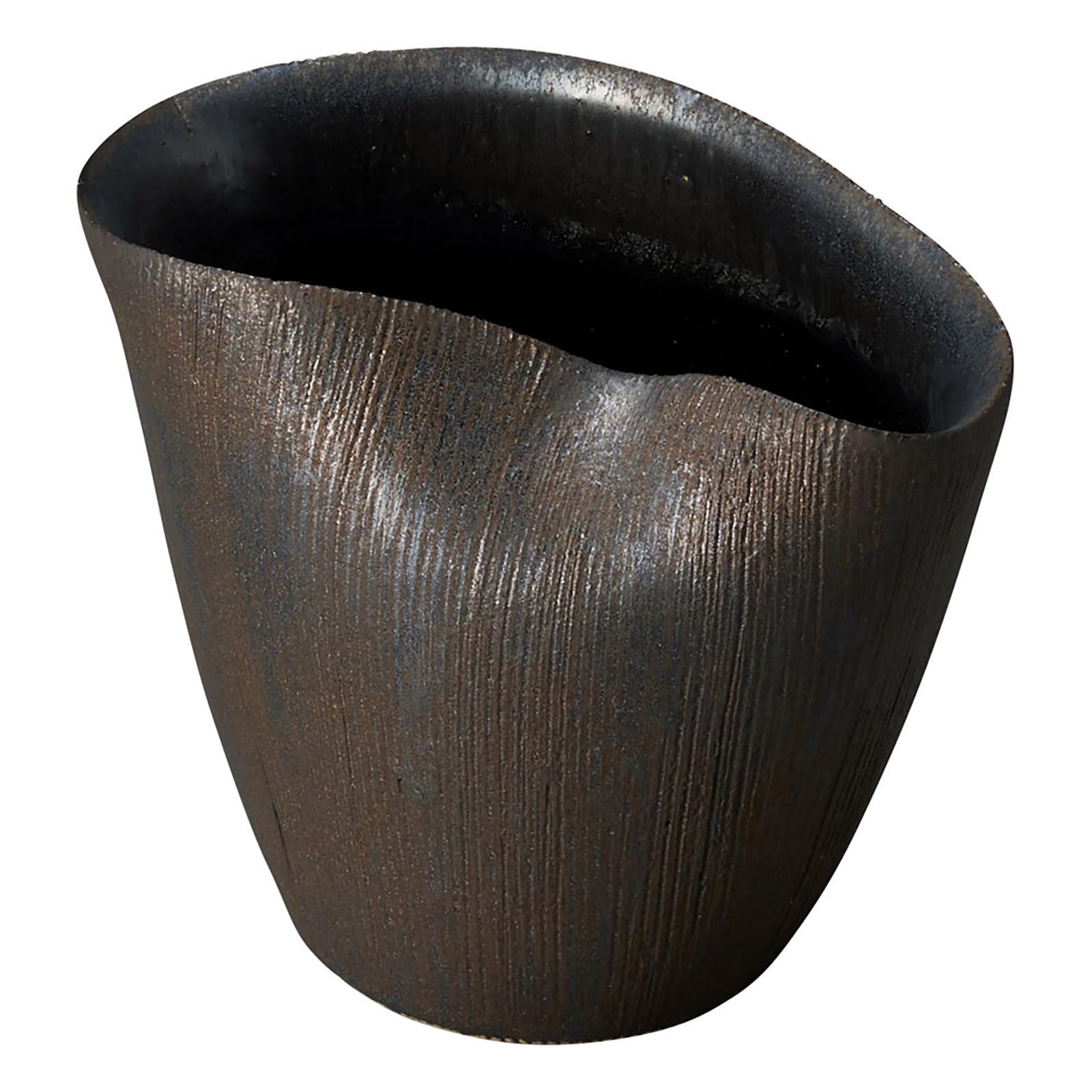 Shigaraki Ware Hechimon Vase, Gold Ibushi Black