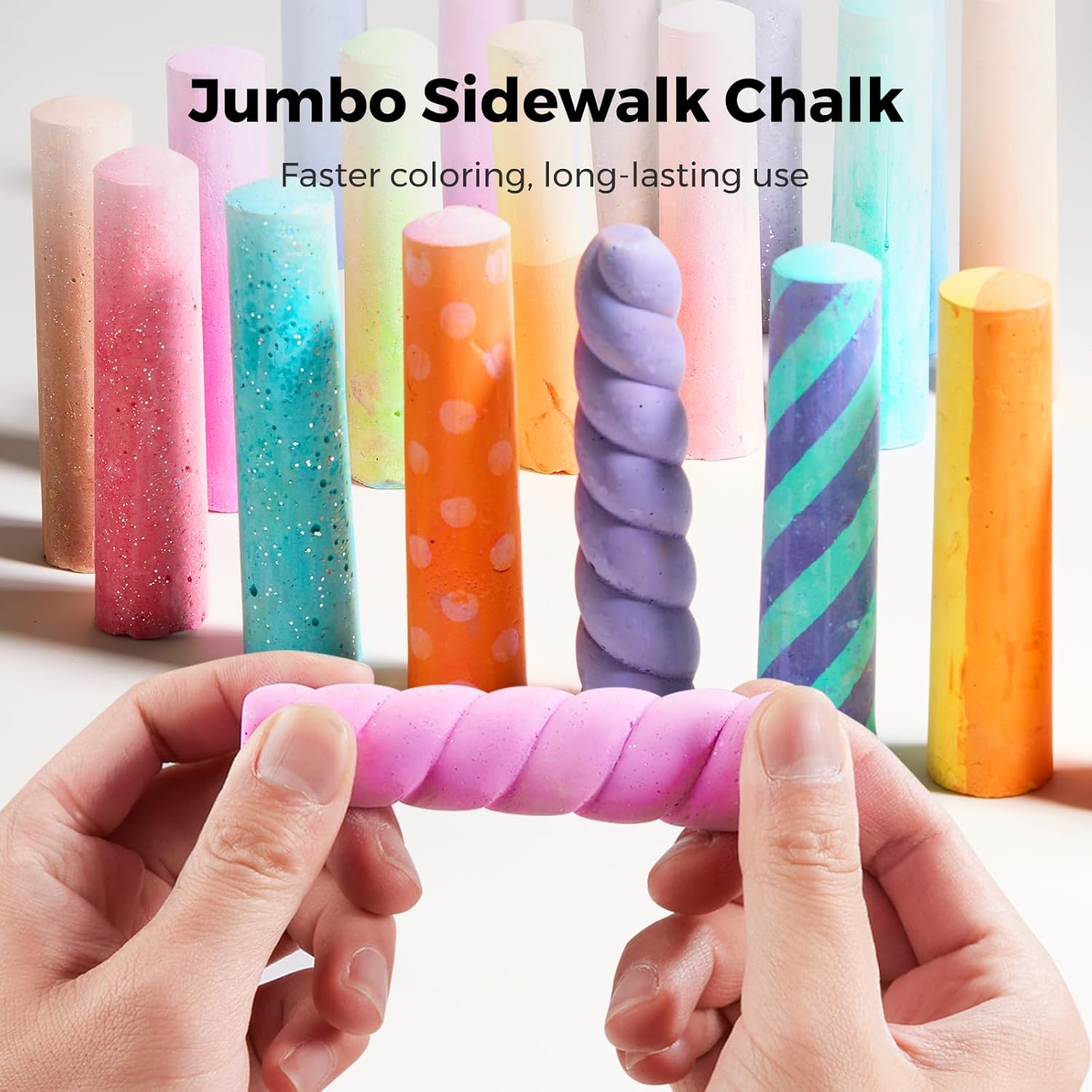 Jar Melo 51 PCS Sidewalk Chalk for Kids- Colored Sidewalk Chalk With Holder,Jumbo Washable & Non-Toxic Chalks-Outdoor Play and Chalkboard Art for Kids and Toddlers Gifts