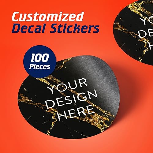 Vista 698 de DayStar Custom Signs & Design - 100 adhesivos de vinilo personalizables, con texto, imagen, diseño y logotipo; adhesivos para logotipo de embalaje