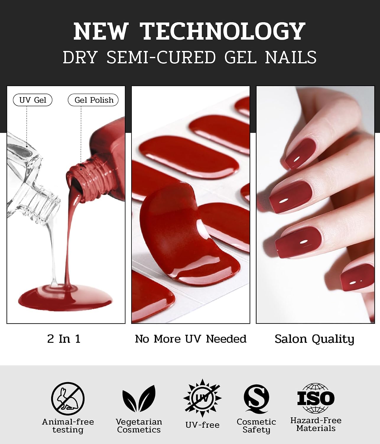 Nail Polish Strips (No UV Lamp Needed) - 22 Pcs Salon Quality Gel Nail Stickers - Long Lasting Wraps (Loft Light Nude)