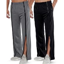 2 Pack Tear Away Pants for Men Sweat Basketball Front Zippers Full Open Sweatpants Post Surgery Pants