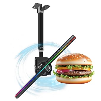 3D Hologram Fan with Hanging Mount 42cm Wall-Mounted Holographic LED Fan, Customizable 3D Content, Perfect for Advertising, Retail Displays, and Home Decor