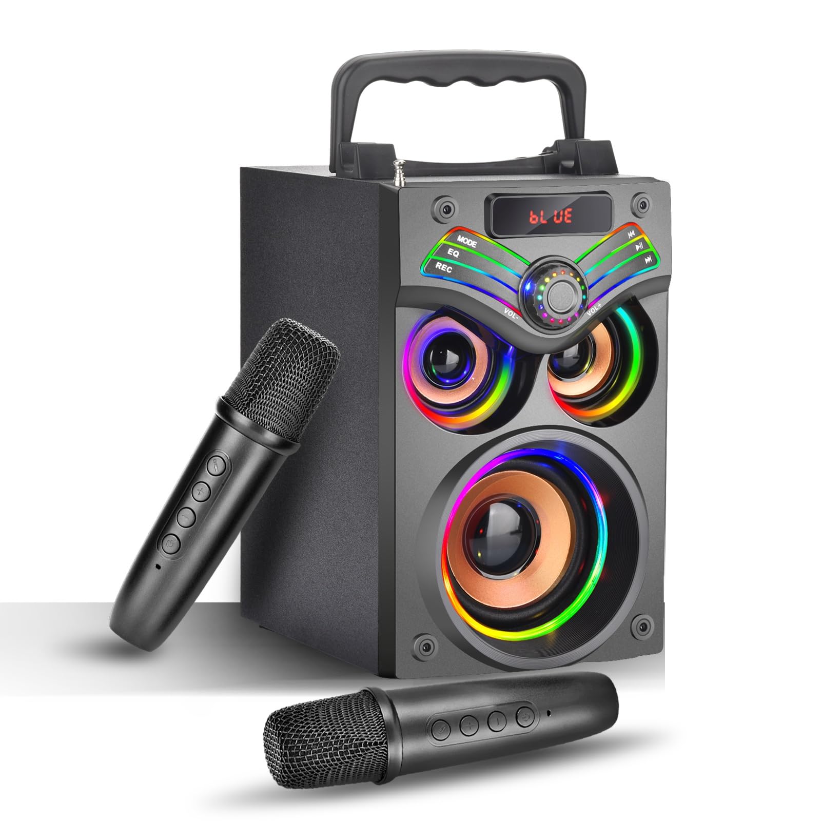 15W Bluetooth Speaker, Powerful Portable Speakers, LED Lights, 10H Playback, Party Speaker Powerful Wireless Bluetooth, Stereo Bass 360° Hi-Fi, Speaker with Microphone for Party Travel Outdoor