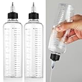 2 Pack Applicator Bottles for Hair, 8.5 Ounce Plastic Hair Oil Applicator with Ratio Graduated Scale Twist-On Top Tip Cap