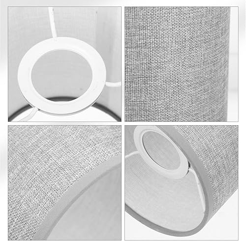 Miniatura 4 de VICASKY Pantalla de lámpara de construcción de araña con forma de tambor de transición, pantalla cilíndrica de lino, repuesto para lámpara de araña