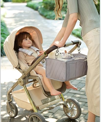 Miniatura 8 de Organizador de pañales para bebé con correa ajustable para el hombro, organizador multifuncional, bolsa de pañales de regalo para recién nacidos