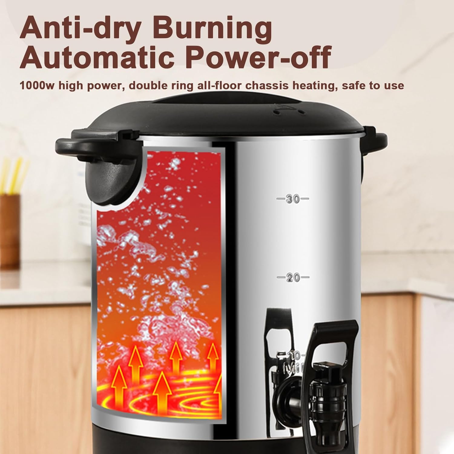 5.5L Commercial Electric Coffee Urn, 1000W Dozownik gorącego napoju ze stali nierdzewnej z wyjmowanym filtrem do gastronomii w kawiarni
