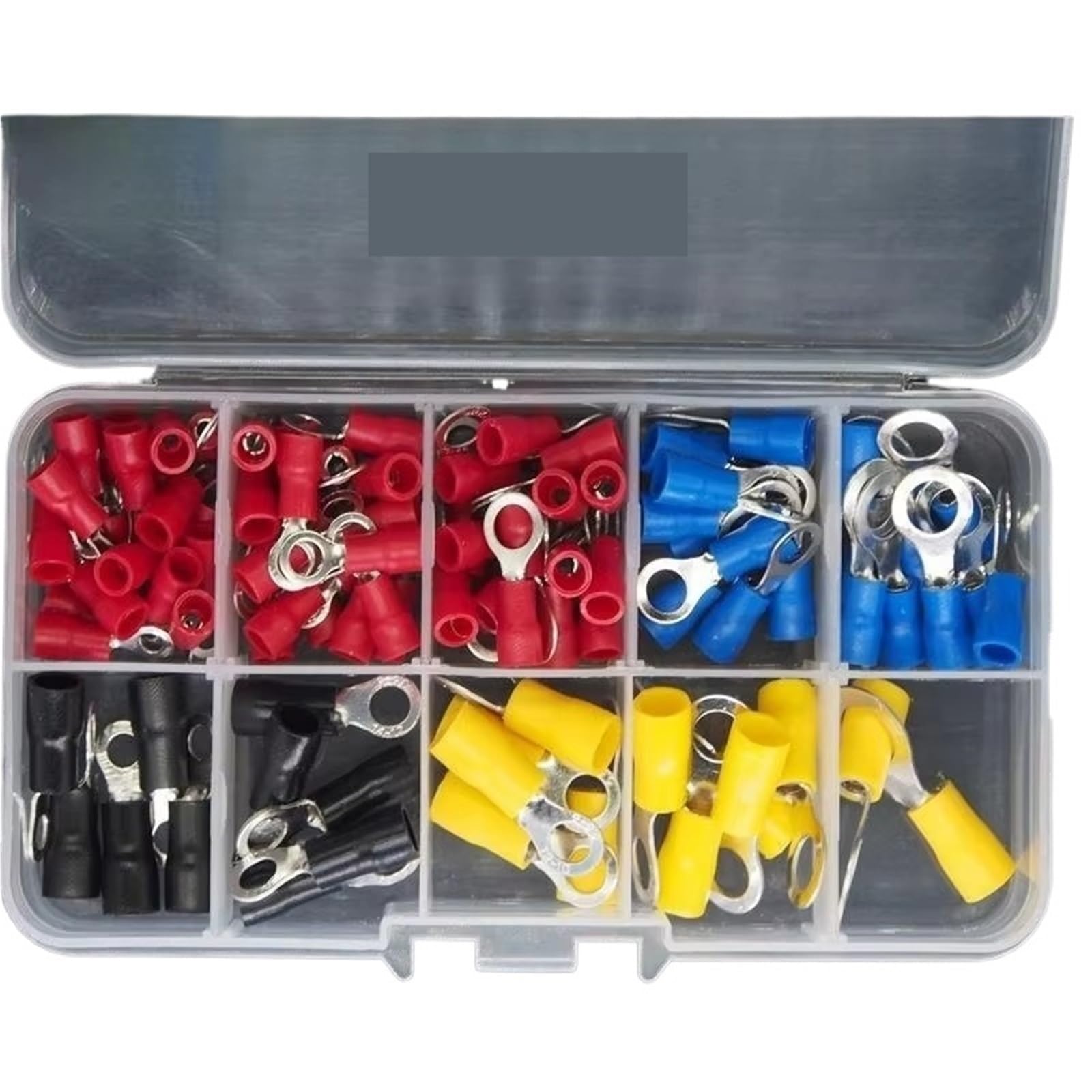 Baynopurin Men's 102Pcs Round Insulated Crimp Terminals Assorted Automotive Fe Spade Ring Fork Butt Insulated Crimp Terminal Lugs Cable Connector Kit(102Pcs)