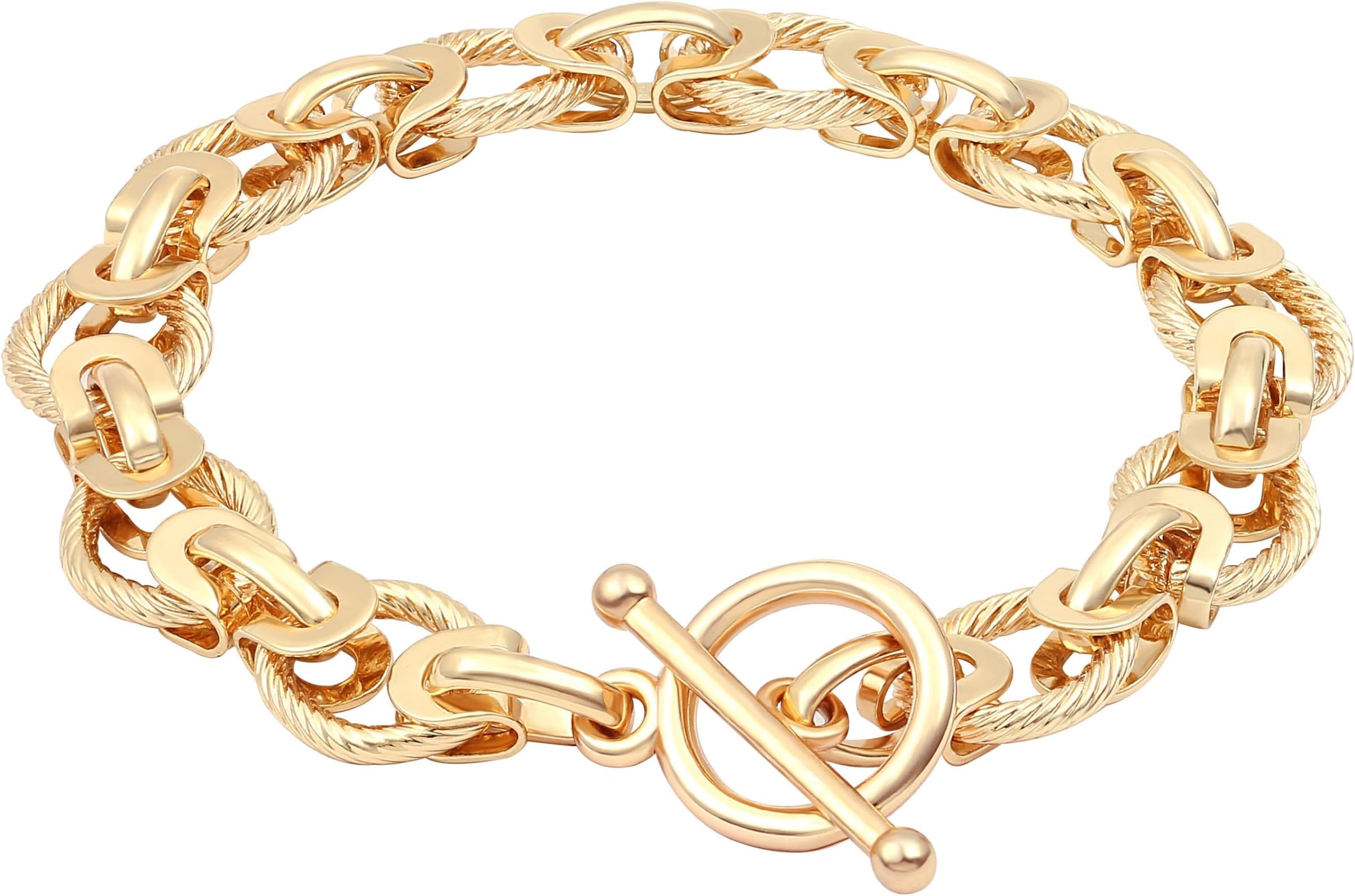 18k Gold Plated Personalized Chunky Cuban Oval Link Chain Bracelets for Men Toggle Rope Bracelet Jewelry for Women