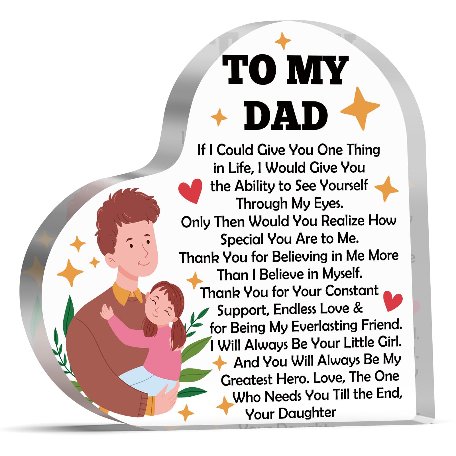 Father's Day Acrylic Plaque Dad Gifts from Daughter Desk Sign Decor Dads Birthday Gifts from Daughter Christmas Valentine's Day Easter Present for Dad Acrylic Plaque for Desk Decor Office Home