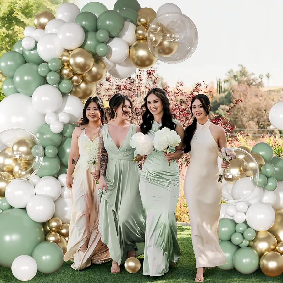 NUTTYBASH Sage Green Balloon Arch Kit 126 Pcs Neutral Green and White Metallic Gold Balloon Arch Garland Kit for Wedding Birthday Baby Shower Gender Reveal Bridal Decorations - image 3