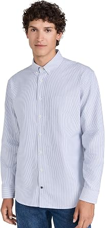 Taylor Stitch Mens Jack Oxford Shirt, Navy University Stripe, 19" Neck